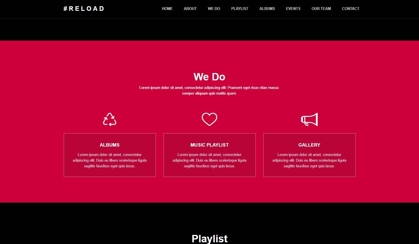 Reload A Music Event Bootstrap HTML Template Best Free HTML/CSS