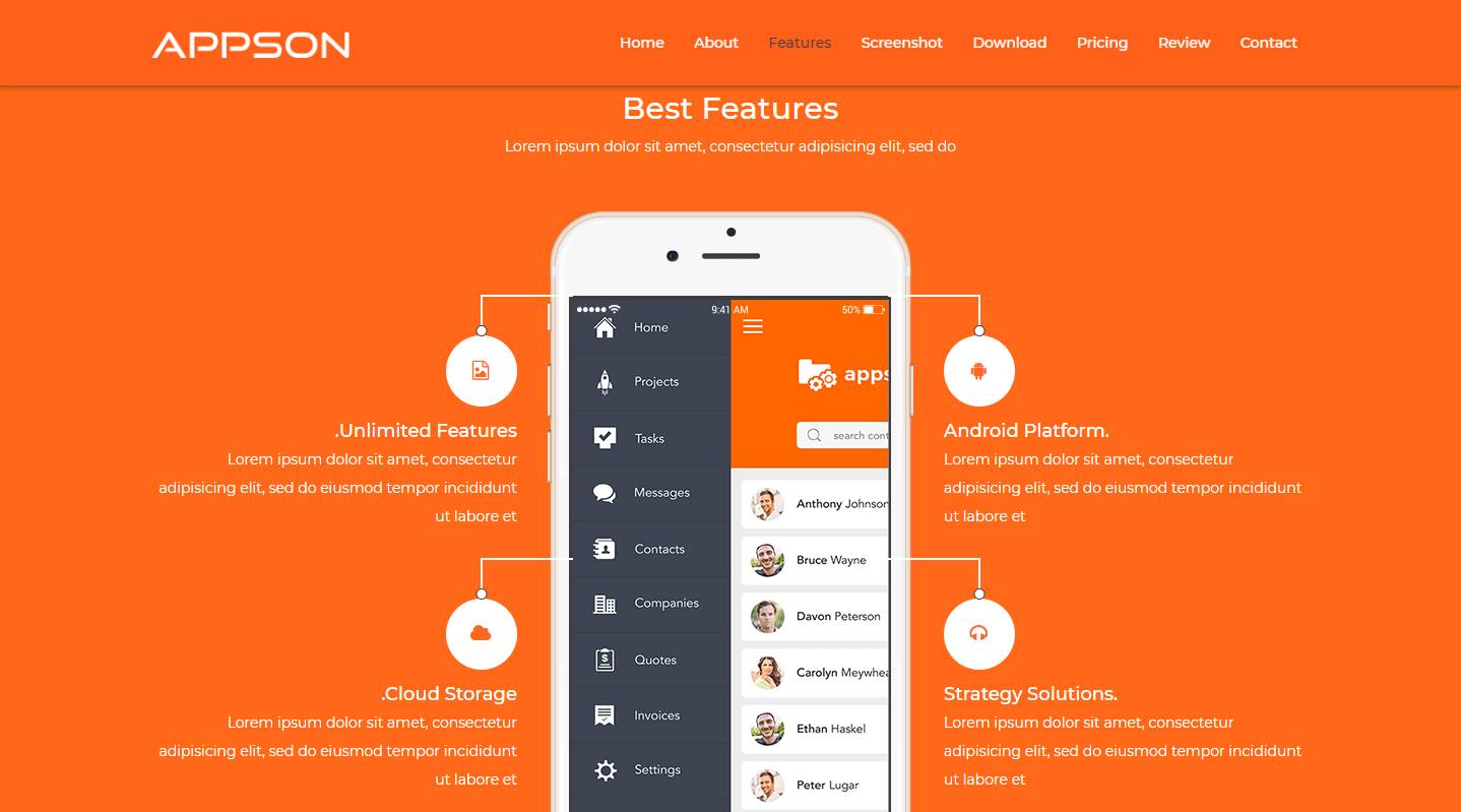 App Website Template Free