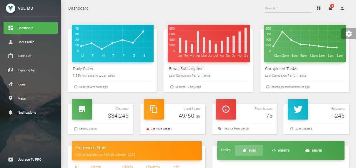 Vuetify Admin Dashboard: A Crud Admin panel made from Vue js and ...