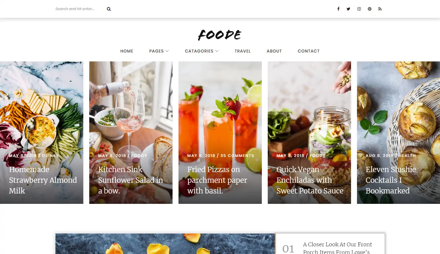Foode A Free Food Blog Website Template Best Free Html Css Templates